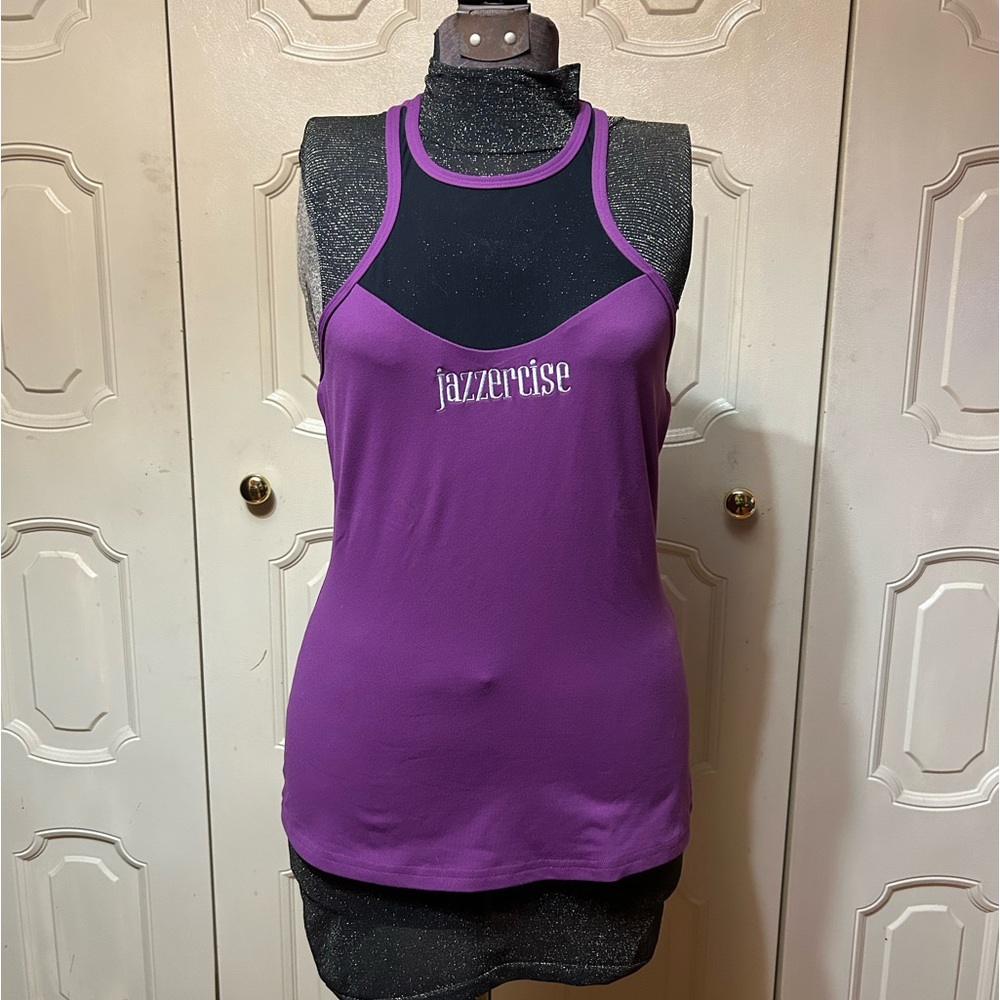 Jazzercise Athletic Top, purple/black, size M